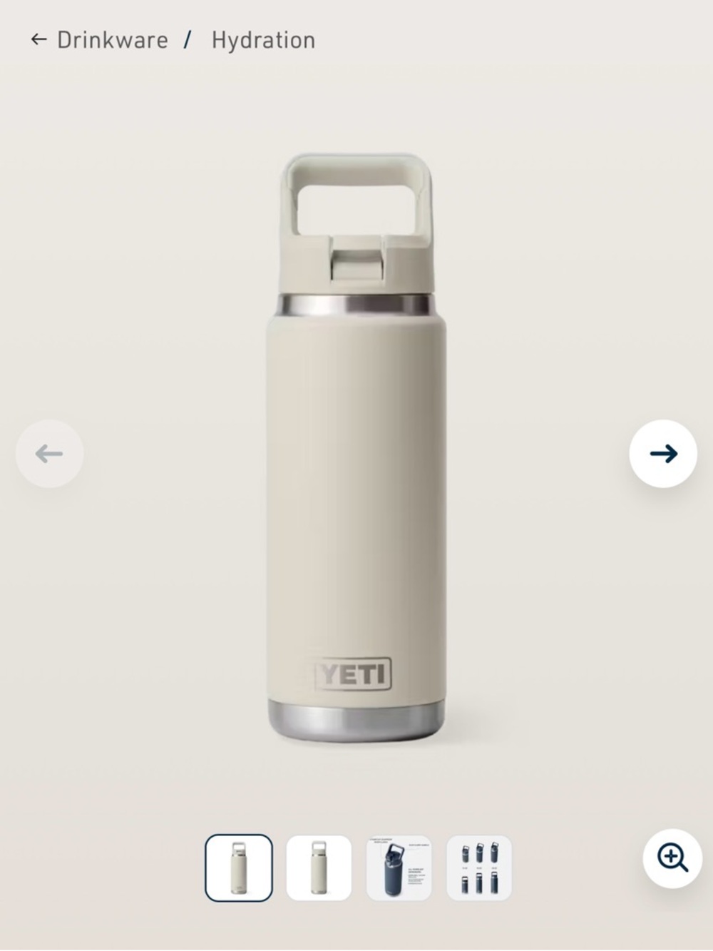 Yeti Cream Stainless Steel Insulated Bottle with Carry Handle